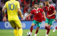 Morocco’s Mbark Boussoufa and Hakim Ziyech in action during an international friendly against Ukraine at Stade de Geneve in Switzerland on 31 May 2018. Picture: Reuters.