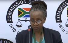 A screengrab of former SABC group CEO Lulama Mokhobo giving testimony at the state capture inquiry on 26 February 2020.