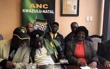 The Kwazulu-Natal MKMVA chair Themba Mavundla (C) pictured during a press briefing along with other MKMVA members. Picture: Ziyanda Ncgobo/EWN.