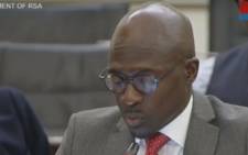 A screengrab of Home Affairs Minister Malusi Gigaba appearing at Parliament's inquiry into state capture at Eskom on 13 March 2018.
