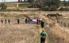 Emergency rescue services on the scene where a plane made an emergency landing. Picture: @ER24EMS/Twitter