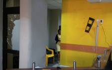 The MTN office in Abuja, Nigeria after being vandalised by protesters. Picture: @ubaniraymond/Twitter