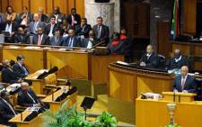 Finance Minister Pravin Gordhan delivering his 2013 Budget Speech in Parliament on 27 February 2013. Picture: GCIS.