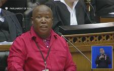 A screen grab of EFF leader Julius Malema addressing parliament during the 2016 State of the Nation debate on 16 February 2016. Picture: YouTube.