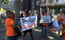 FILE: Sweat protests against Tim Osrin outside the Wynberg Magistrates Court in Cape Town. Picture: Masa Kekana/EWN