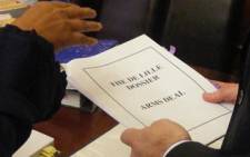 The arms deal dossier by politician Patricia De Lille. Picture: EWN