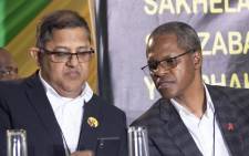 Velenkosini Hlabisa and Narend Singh at the IFP's general elective conference on 23 August 2019 in uLundi, KwaZulu-Natal. Picture: Xanderleigh Dookey/EWN