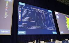 The Independent Electoral Commission's leaderboard at the national results centre in Pretoria on 3 November 2021. Picture: Abigail Javier/Eyewitness News