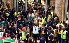 A triumphant Springbok rugby team returned to South Africa on 31 October 2023 after retaining the Webb Ellis trophy in the Rugby World Cup final against the All Blacks in Paris, France on 28 October 2023. Picture: Katlego Jiyane/Eyewitness News