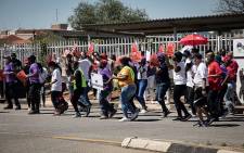 Members of the South African Cabin Crew Association (Sacca) and Numsa picket outside the SAA headquarters in Kempton Park on 12 October 2021. Picture: Xanderleigh Dookey Makhaza/Eyewitness News