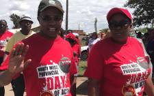 Nehawu's provincial secretary in the North West Patrick Makhafane during 'Provincial  Day of Action' march. Picture: Masechaba Sefularo/EWN