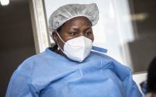 FILE: Gauteng Health MEC Dr Nomathemba Mokgethi gearing up in PPE as she visits the Nasrec Field Hospital in Johannesburg on 25 January 2021. Picture: Abigail Javier/Eyewitness News