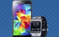 The new Samsung S5 and Samsung smartwatch. Picture: Official Samsung Mobile Facebook page.