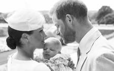 Prince Harry and Duchess Meghan with son Archie Harrison Mountbatten-Windsor. Picture: @PHarry_Meghan/Twitter.