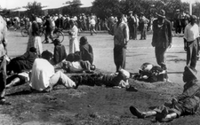 Wounded people lie in the street, 21 March 1960 in Sharpeville, near Vereeniging, where at least 180 black Africans, most of them women and children, were injured and 69 killed. Picture: AFP