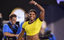 Serena Williams celebrates after victory in her women’s singles semi-final match against Poland’s Agnieszka Radwanska on day eleven of the 2016 Australian Open tennis tournament in Melbourne on January 28, 2016. Picture: AFP 