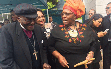 Archbishop Emeritus Desmond Tutu and his wife Leah during the dedication of the Old Granary Building in Cape Town to their foundation. Picture: Monique Mortlock/EWN.