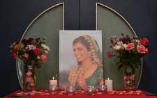 FILE: A portrait of Anni Dewani is displayed during a November 2011 vigil held in Cape Town. She was killed in November 2010. Picture: Aletta Gardner/EWN
