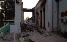 Fires burn in part of the MSF hospital in the Afghan city of Kunduz after it was hit by an air strike. Picture: AFP/MSF.