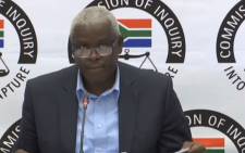 A YouTube screengrab shows former Free State MEC for Economic Development Mxolisi Dukwana at the state capture inquiry on 27 August 2019.