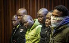 The six men accused of killing whistleblower Babita Deokaran appeared in the Johannesburg High Court on 17 July 2023. Picture: Rejoice Ndlovu/Eyewitness News