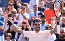 Roger Federer of Switzerland celebrates his 6-3, 7-6 victory over Robin Haase of Netherlands during day nine of the Rogers Cup on 12 August 2017 in Montreal, Quebec. Picture: AFP.