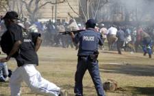 Police fire on protesting soldiers outside the Union Buildings. Picture: EWN