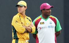 Ricky Ponting (left) and Brian Lara (right) are two of the cricket legends participating in the charity game to aid Australian bushfire relief. Picture: AFP