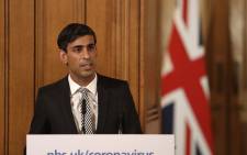 FILE: Britain's Chancellor of the Exchequer Rishi Sunak speaks at a news conference, addressing the government's response to the novel coronavirus outbreak, inside 10 Downing Street in London on 17 March 2020. Picture: AFP