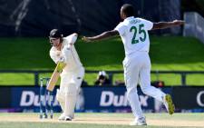 South Africa's paceman Kagiso Rabada (R) celebrates the dismissal of New Zealand's Will Young on day four of the second cricket Test match between New Zealand and South Africa at Hagley Oval in Christchurch on 28 February 2022. Picture: Sanka Vidanagama/AFP