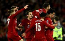 Liverpool players celebrate a win over Everton in their FA Cup match at Anfield on 5 January 2020. Picture: @LFC/Twitter