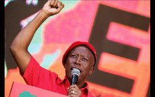 EFF leader Julius Malema addresses the crowd at the Orlando Stadium in Soweto during the party's Tshela Thupa Rally. Picture: Kayleen Morgan/EWN.