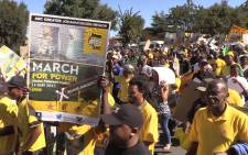 ANC members march through the streets of Soweto in protest over power interruptions in the township. Picture: Vumani Mkhize/EWN.