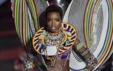 Angolan model Maria Borges presents a creation during the 2017 Victoria's Secret Fashion Show in Shanghai on 20 November 2017. Picture: AFP.