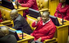 FILE: EFF leader Julius Malema gesticulates jokingly to a fellow member of the house during the Sona2015 debate. Picture: Thomas Holder/EWN.