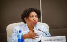 Minister of Basic Education Angie Motshekga at a media briefing on 16 March 2020 on plans by government to curb the spread of the coronavirus in South Africa. Picture: Sethembiso Zulu/EWN
