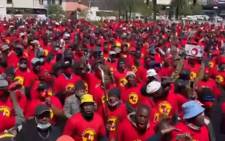 A screengrab of Numsa members marching in Newtown, Johannesburg on 5 October 2021. Picture: Eyewitness News