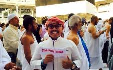 RIGHT OR WRONG?: A Hajj pilgrim has his picture taken in Mecca. Picture: Twitter.