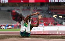 Ntando Mahlangu jumped 7.17 metres in the Men's Long Jump - T63, winning gold and setting a new T61 world record at the Tokyo Paralympics. Picture: @TeamSA2020/Twitt