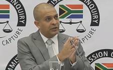 A screengrab of Eskom official Snehal Nagar appearing at the Zondo Commission on 5 March 2019.