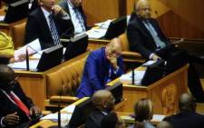 FILE: President Jacob Zuma laughing in Parliament during the State of the Nation Address debate on 17 February 2015. Picture: Thomas Holder/EWN.