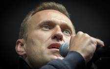 This file photo taken on 29 September 2019 shows Russian opposition leader Alexei Navalny delivering a speech during a demonstration in Moscow. Picture: AFP