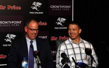 Sharks coach Jake White and CEO John Smit. Picture: Sharks Rugby Facebook Page