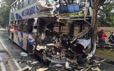 Two buses collided on the Jan Smuts Avenue in Rosebank on 24 April 2015. Picture: Reinart Toerien/EWN.