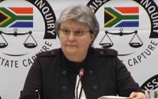 FILE: A video screengrab of former Public Enterprises Minister Barbara Hogan appearing at the Zondo Commission of Inquiry into state capture on 13 November 2018.