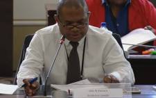 A screengrab of advocate Ntuthuzelo Vanara leading evidence in parliamentary inquiry into state capture at Eskom. 