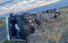 The scene of an accident on the N1 between Beaufort West and Leeu Gamka in the Western Cape on 15 April 2022. Eleven people were killed in the incident Picture: Road Traffic Management Corporation/Facebook
