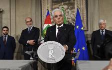 Italy's President Sergio Mattarella addresses journalists after a meeting with Italy's prime ministerial candidate Giuseppe Conte on 27 May 2018 at the Quirinale presidential palace in Rome. Picture: AFP.
