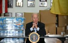 US President Joe Biden takes part in a briefing with local leaders in the aftermath of Hurricane Ida at the Somerset County Emergency Management Training Center in Hillsborough Township, New Jersey on 7 September 2021. Picture: Mandel Ngan/AFP