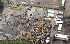 Jozi@Work employees demonstrate at the Johannesburg mayor's offices. Picture: Kgothatso Mogale/EWN.